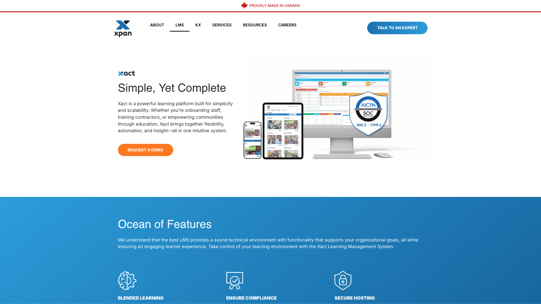 device mockups on xact lms demo page